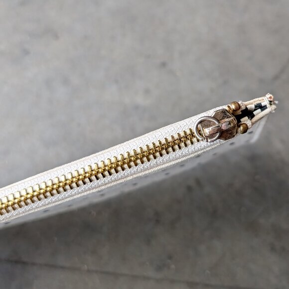 Kate Spade New York Ivory Black Polka Dots Zippered Leatherette Pencil Pouch - Picture 3 of 11